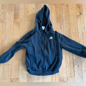 Nike Black Kids' Full-Zip Hooded Sweatshirt with White Logo